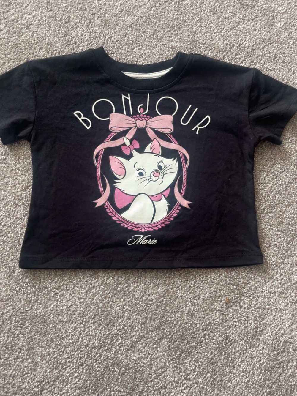 Disney Black Kids Tee with Pink Marie Graphic
